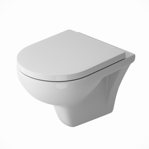 AM.PM Wand-WC  Tiefspüler ohne Spülrand weiß glänzend mit WC-Sitz CTA1700SC Hit