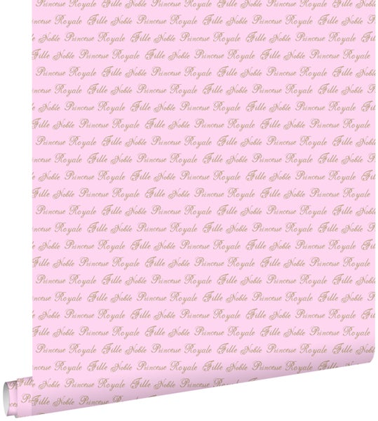 ESTAhome Tapete Prinzessinnen Wörter Babyrosa - 53 cm x 10.05 m - 114947