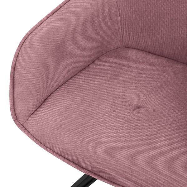 ML-Design Esszimmerstuhl drehbar aus Textil Webstoff, Altrosa, Wohnzimmerstuhl mit Armlehne & Rückenlehne, 360° Drehstuhl, Polsterstuhl mit Metallbeine, Ergonomische Sessel, Küchenstuhl Loungesessel