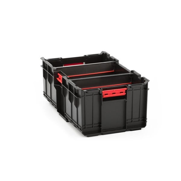PROREGAL QBRICK Werkzeugkasten One HxBxT 29,5 x 53,5 x 22 cm 52 Liter Traglast Bis Zu 120 kg Mit Deck & Frontgriff Mit Klemmverschlüsse Schwarz