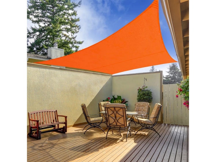 FLOORDIREKT Sonnensegel - Wasserabweisend - Rechteckig - für Garten, Terrasse und Balkon - Orange 3 x 3 m