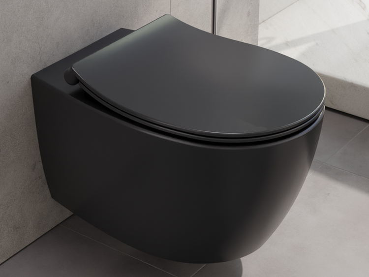 Aqua Bagno Hänge-WC 10.10.02.02.ANK – Spülrandlos – Schwarz matt – Softclose-Sitz