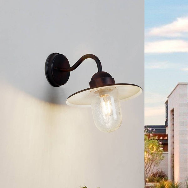 Lindby Wandleuchte außen Filip (spritzwassergeschützt (Modern) in Braun aus Metall (1 flammig, E27) - Außenwandleuchten Wandlampe Led Außenlampe Outdoor für Außenwand/Hauswand Haus