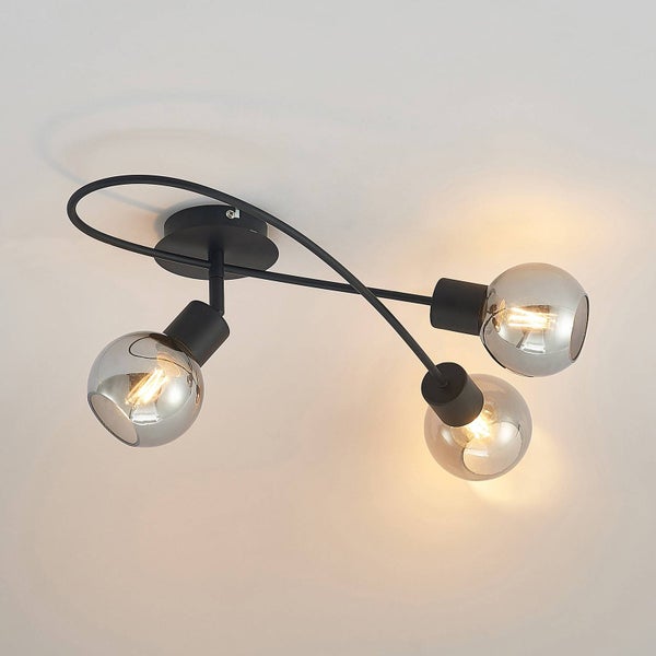 Deckenleuchte mit silberfarbenem Lampenschirm