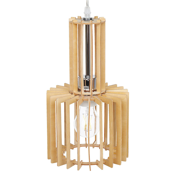 Hängeleuchte heller Holzfarbton Glockenform NIARI