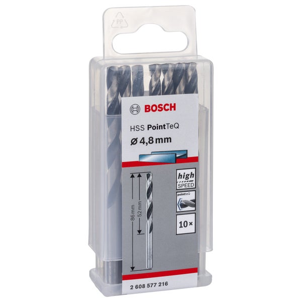 Bosch 10x HSS PointTeQ DIN 338 4,8 x 52 x 86 mm - 2608577216
