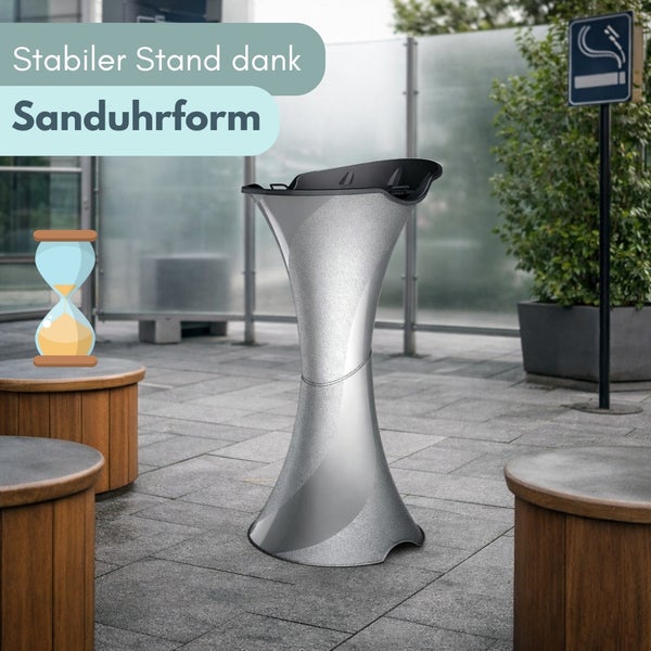 Standaschenbecher für Draußen Aschenbecher Outdoor Wetterfest Stand Aschenbecher für Draussen Standascher Säulenascher für Terrassen Balkone Stehaschenbecher Schwarz