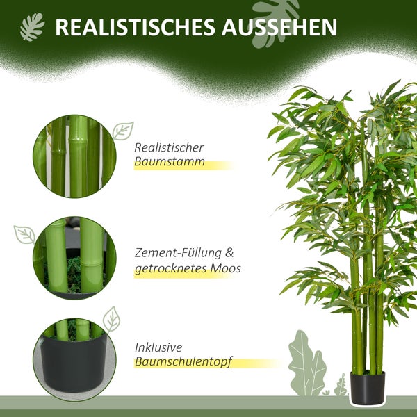 HOMCOM, Künstliche Pflanzen, Zimmerpflanze, Ø17 x 160H cm, PE, Grün+Schwarz<br />