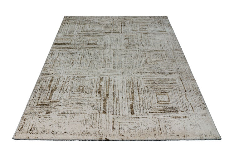 Rechteckiger Teppich mit geometrischem Quadratmuster für den Wohnbereich