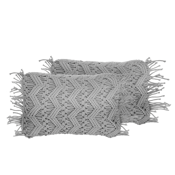 Dekokissen 2er Set KIRIKKALE Baumwolle 30 x 45 cm Grau Geometrisches Muster