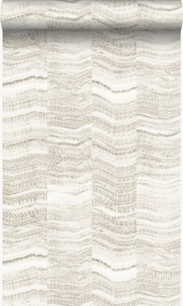 Origin Wallcoverings Tapete Zick-Zack-Mamorstreifen Beige - 53 cm x 10.05 m - 337245