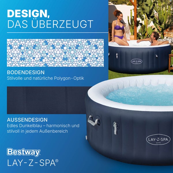 Aufblasbarer Lay-Z-Spa Whirlpool mit Innen- und Außendesign sowie Bestway Logo