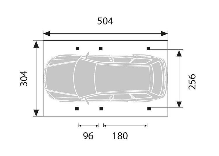 Grundrisszeichnung mit den Maßen 504, 304, 256, 180 und 96.