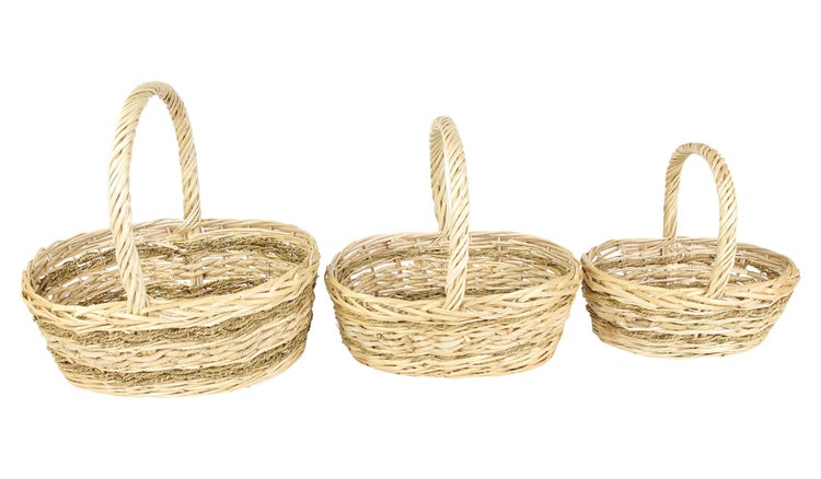 FRANK FLECHTWAREN | Bügelkorb Seegras, 3er Set, WEIDE, SEEGRAS, 29 x 19 x 12cm, GH25cm, 35 x 25 x 14cm, GH31cm, 41 x 31 x 16cm, GH36cm