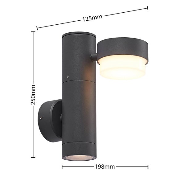 Lucande Wandleuchte außen Marvella (spritzwassergeschützt (Modern) in Schwarz aus Aluminium (2 flammig, GX53) - Außenwandleuchten Wandlampe Led Außenlampe Outdoor für Außenwand/Hauswand