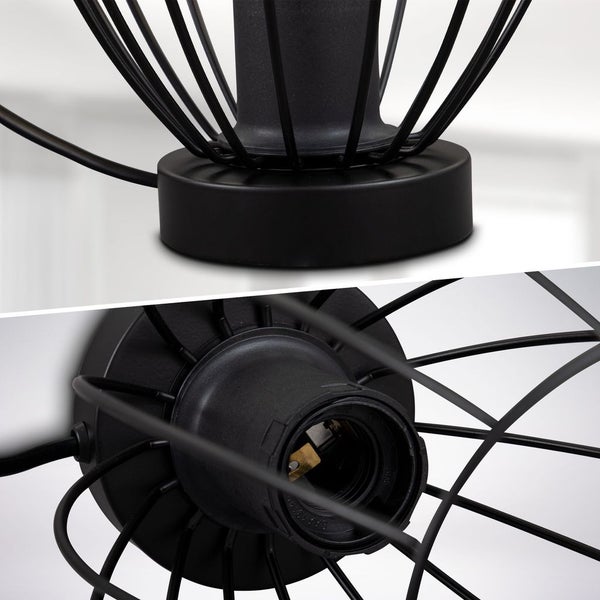Nachttischlampe - mit Schalter, retro, max. 40W, E27 Fassung, schwarz
