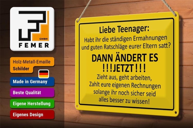 Blechschild Spruch 30x20cm Liebe Teenager -  ÄNDERT ES