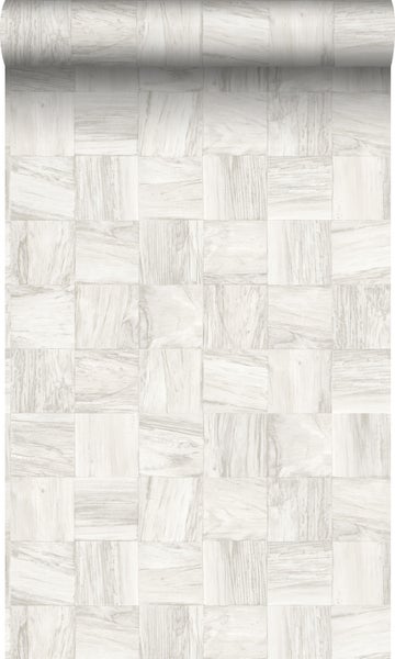 Origin Wallcoverings Tapete quadratische Holzstücke Crême-Weiß - 53 cm x 10.05 m - 347515