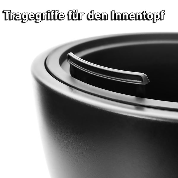 BigDean Blumentopf Modern ø 47 cm XL mit herausnehmbaren Innentopf anthrazit - wetterfeste Pflanzschale aus bruchsicherem Kunststoff - Pflanzkübel groß Außen & Innen geeignet