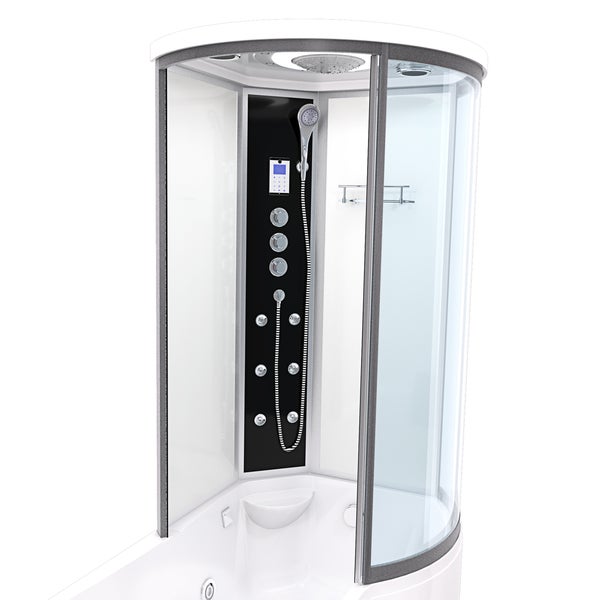 Komplettduschkabine mit Badewanne, Massagedüsen, Handbrause, Regendusche und integriertem Bedienfeld