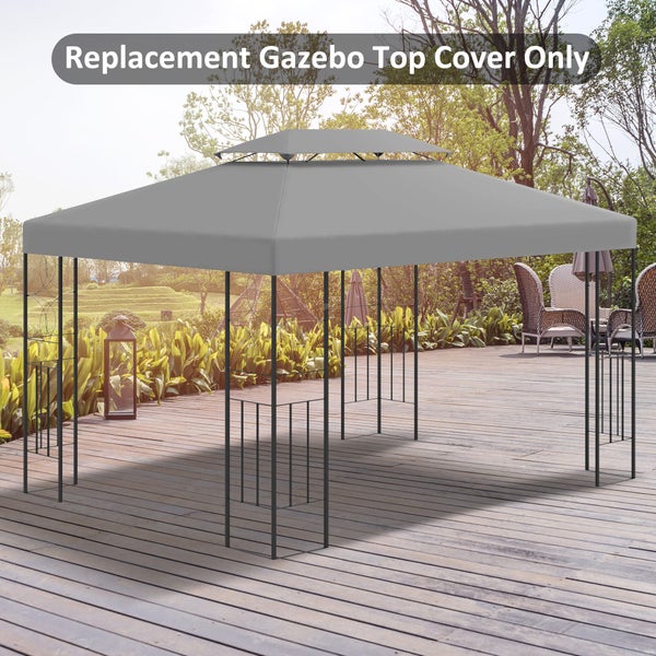 Outsunny Ersatzdach, Pavillondach für Metallpavillon, 3x4m, Polyester, Hellgrau