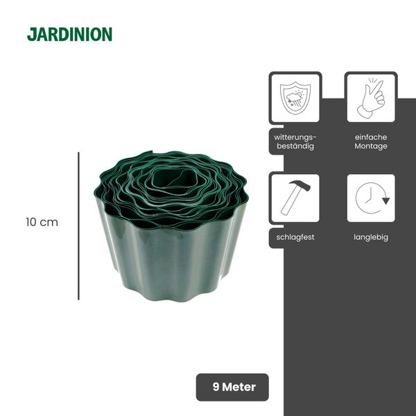 Jardinition Rasenkante aus Kunststoff, 10 cm hoch und 9 Meter lang