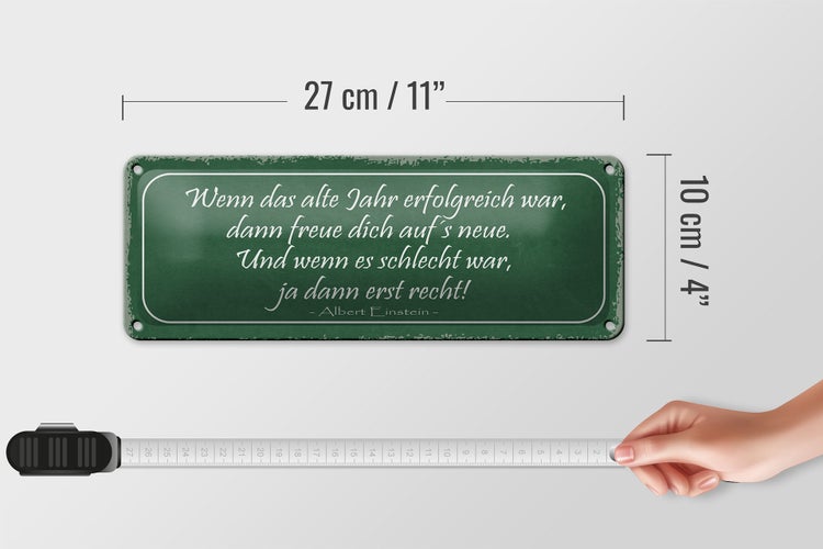 Blechschild Spruch 27x10cm wenn das alte Jahr erfolgreich Dekoration