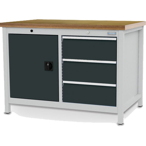 Bedrunka+Hirth Kastenwerkbank Breite 1.200 mm R 18-24 3x Schublade 1x Flügeltüre BxTxH 1.250x750x859 mm - 03.12.15VZ