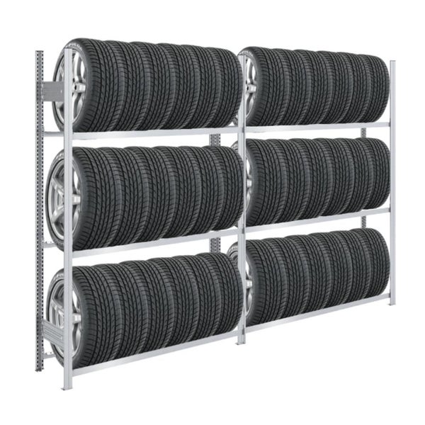 PROREGAL Reifenregal Tire Pro Made In Germany HxBxT 200 x 260 x 43 cm 3 Ebenen 150 kg Fachlast Bis Zu 12 Reifen Pro Ebene Verzinkt