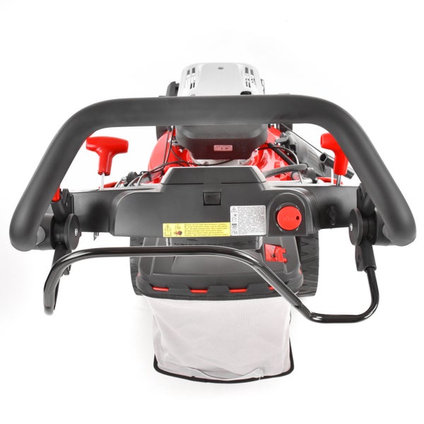 Aufsicht auf einen Rasenmäher mit Fangkorb