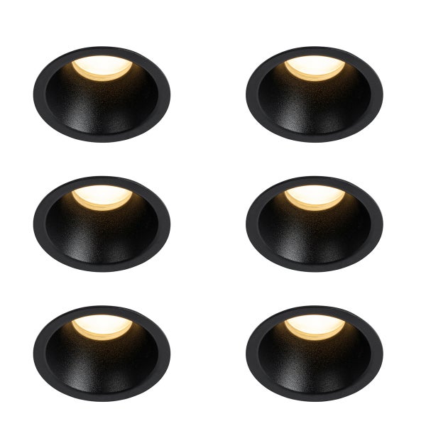 Set mit 6 schwarzen Einbauleuchten GU10 35 mm IP44 - Dept
