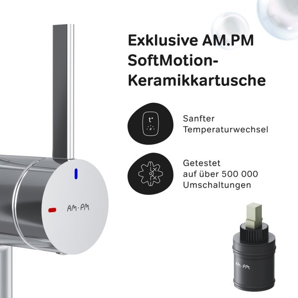 AM.PM Armatur mit SoftMotion-Keramikkartusche für sanften Temperaturwechsel, getestet auf über 500000 Umschaltungen