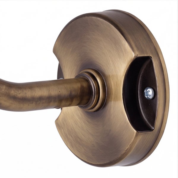 Wandhalterung für Gardinenstangen aus Metall in Antik-Optik mit Befestigungsschraube.