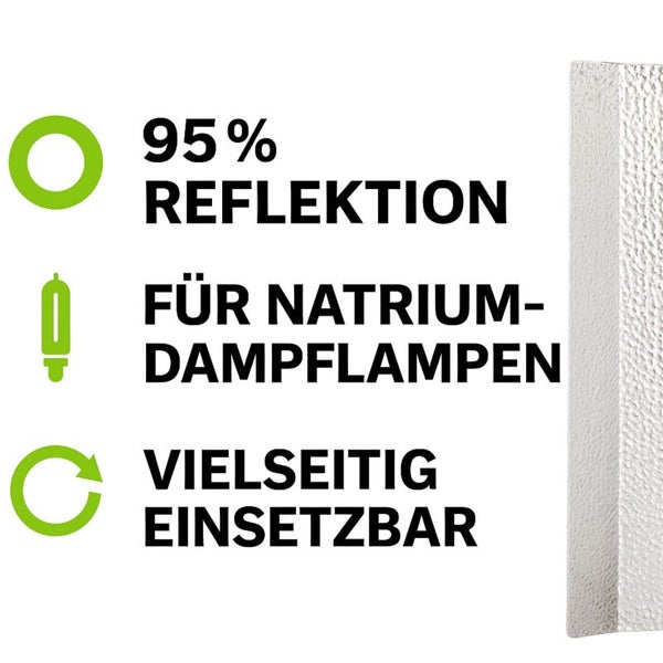 Produktmerkmale: 95 Prozent Reflexion, geeignet für Natriumdampflampen, vielseitig einsetzbar