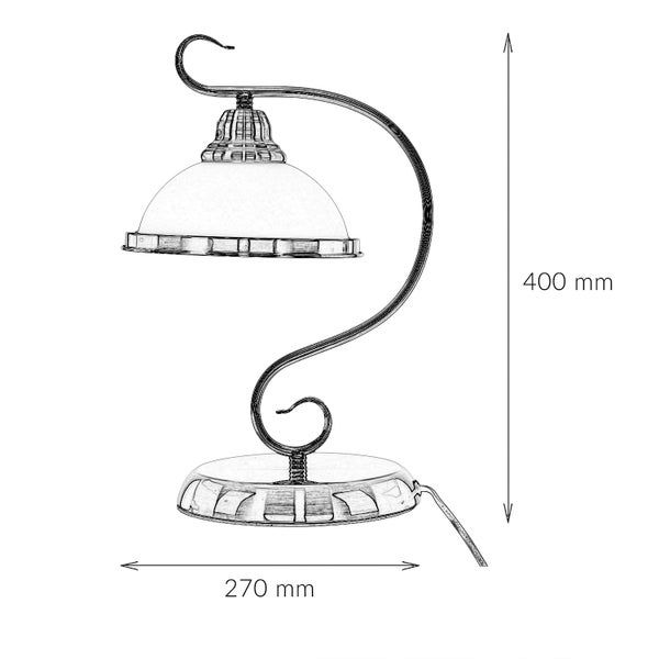 Technische Zeichnung einer Tischleuchte mit den Maßen 400 mm Höhe und 270 mm Breite.