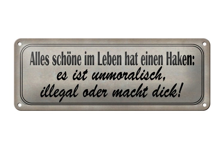 Blechschild Spruch 27x10cm alles schöne hat einen Haken Dekoration