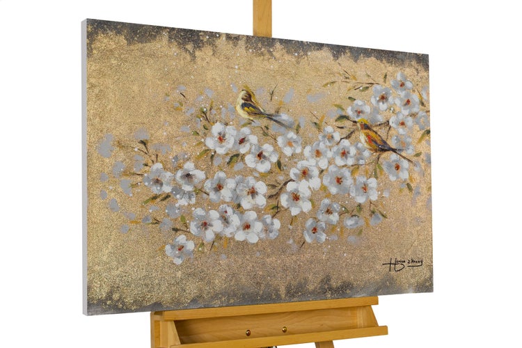 Handgemaltes Gemälde Acrylfarbe 80x60cm Weiß