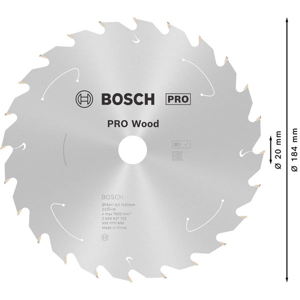 Bosch Pro Wood Kreissägeblatt, Durchmesser 184 Millimeter