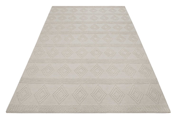 Esprit Teppich handgewebt Creme Weiß aus Wolle Emmy 80x150 cm