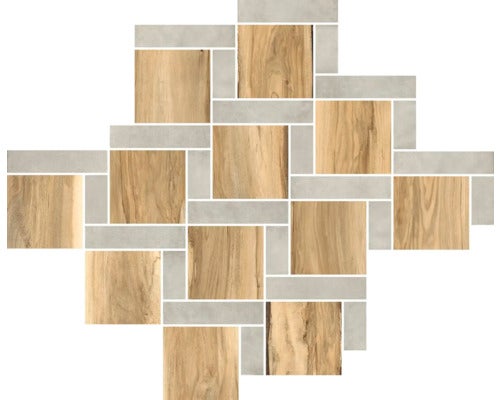 Mosaikfliese mit Holz- und Steineffekt für Wand- und Bodengestaltung