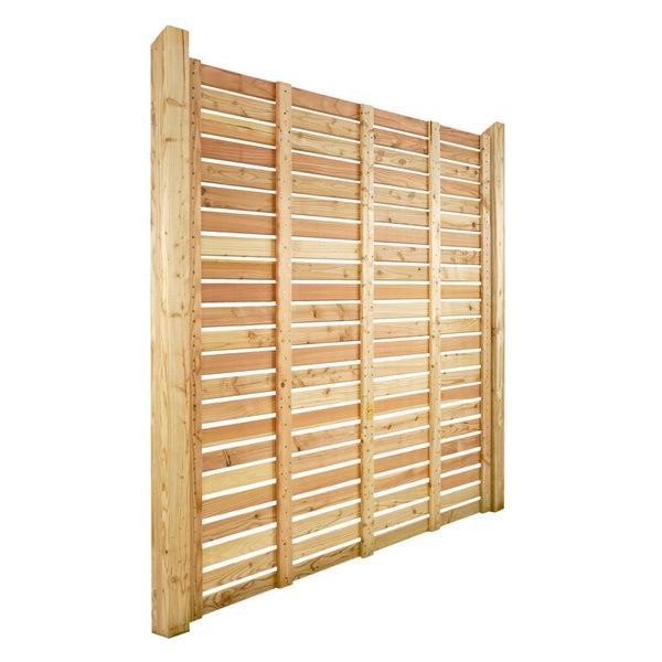 Sichtschutzzaun aus Holz mit horizontalen Lamellen