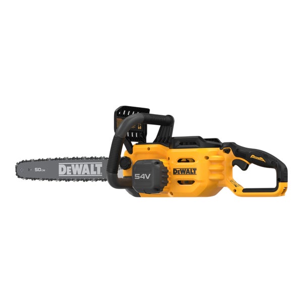 DeWalt Akku-Kettensäge 54 Volt mit 50 Zentimeter Schwertlänge.