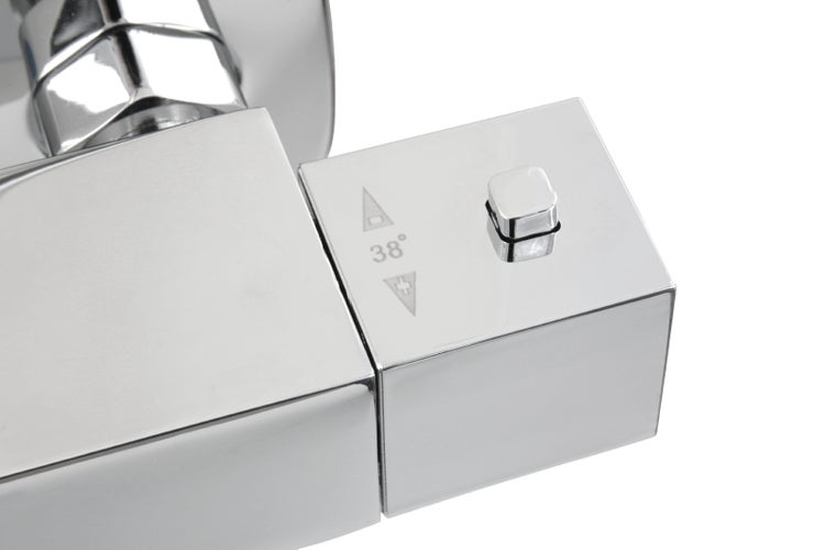 aquaSu® Duschsystem Tela mit Thermostat-Armatur, Kopfbrause & Handbrause | Handbrause: 3-strahlig | Kopfbrause: 1-strahlig | Antikalk | eckig | höhenverstellbar | Chrom | 723343