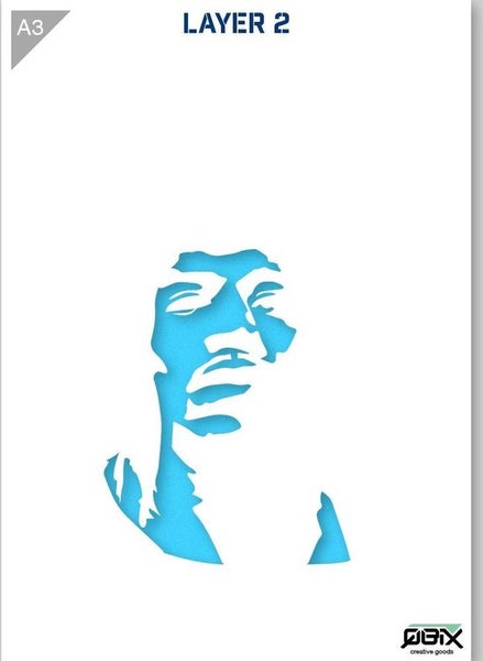 Jimi Hendrix Schablone - 2 Schichten Kunststoff A3 Schablone