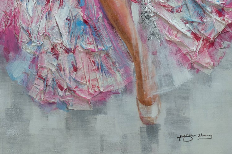 Handgemaltes Gemälde Acrylfarbe 60x120cm Rosa