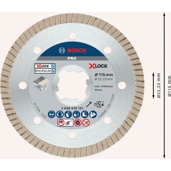 Bosch PRO Ceramic X-Lock Diamanttrennscheibe 115 x 22,23 mm 22,23 mm - 2608615131