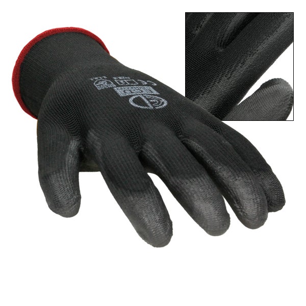 ECD Germany 24 Paar Arbeitshandschuhe mit PU-Beschichtung, Größe 7-S, Schwarz, atmungsaktiv, rutschfest, robust, Mechanikerhandschuhe Montagehandschuhe Schutzhandschuhe Gartenhandschuhe Handschuhe