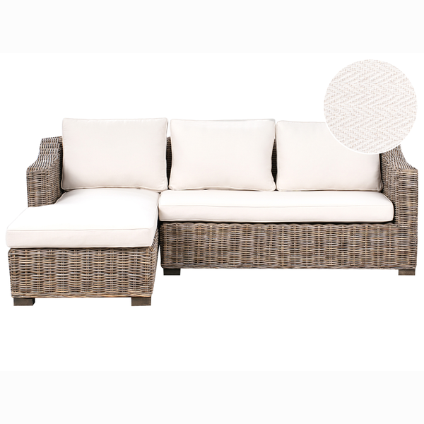 Garten Ecksofa 3-Sitzer VALLETRI rechtsseitig Rattan Grau