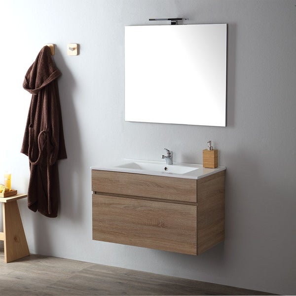 Unterschrank 800 x 460 mm in Holzoptik Eiche natur, wandhängend | Sole