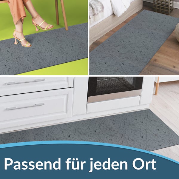 Verschiedene Anwendungsbeispiele einer grauen Schmutzfangmatte in Wohnbereichen
